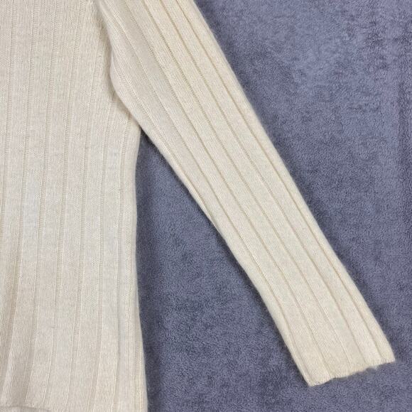 Liz Claiborne Sweater Women M Turtleneck Cream Rabbit Hair Wool Blend Soft Cozy - Picture 4 of 16
